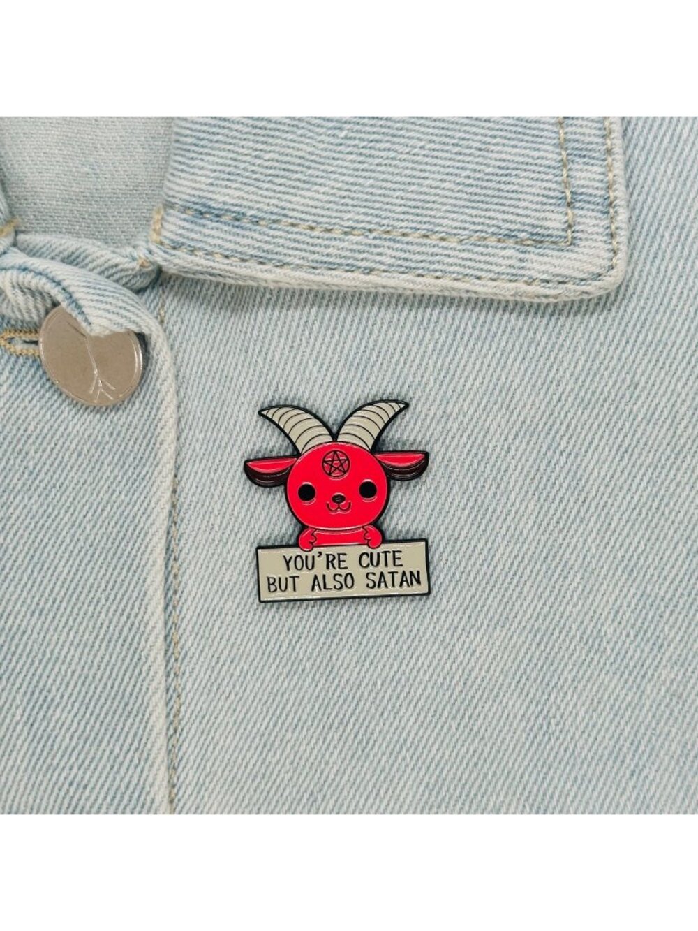 ✨Cute but Satan Goat Pentagram Gothic Dark Evil Metal Pin Badge Brooch Enamel✨